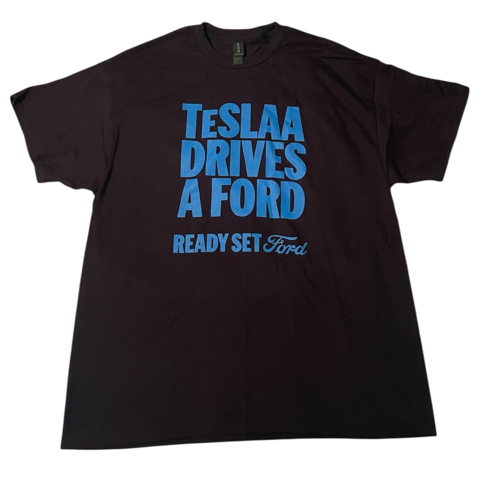 Detroit Lions “TeSLAA DRIVES A FORD” Men’s XL Black Tshirt
